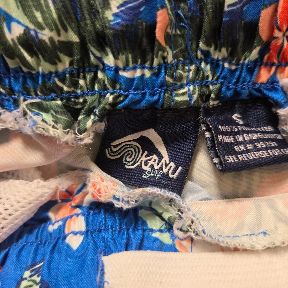 Kanu Surf Fiji Tropical Swim Trunks Mens S Cargo Pockets Coastal Resortwear
